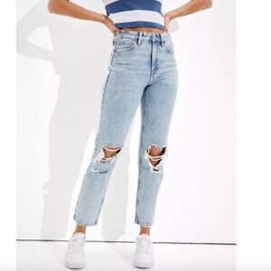 American Eagle 0 X-Short Mom Straight Jeans Distressed Women’s High Rise